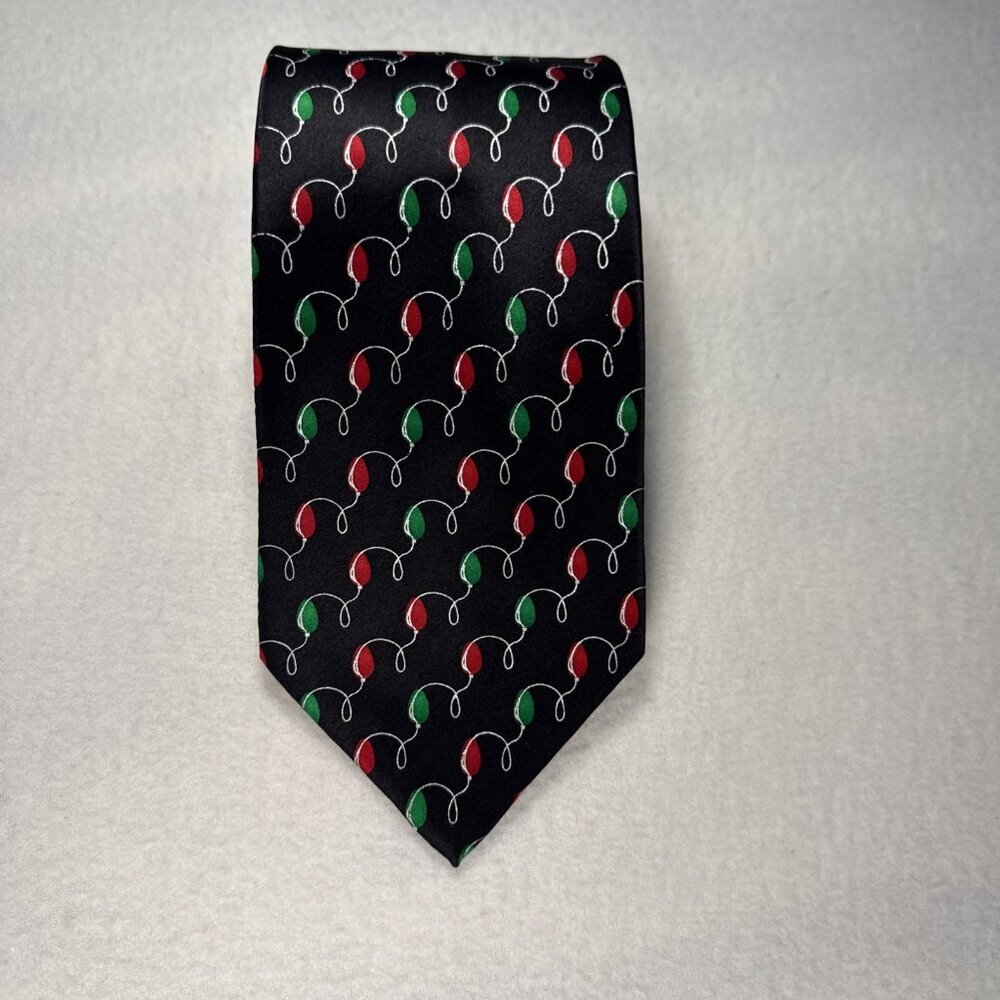 Holidays Christmas Neck Tie 100% Silk Old Style Tree Lights 60” X 4